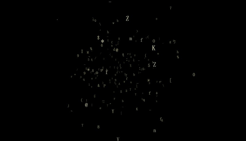 HTML5 canvas绘制的ascii码表文字3D旋转动画特效源码