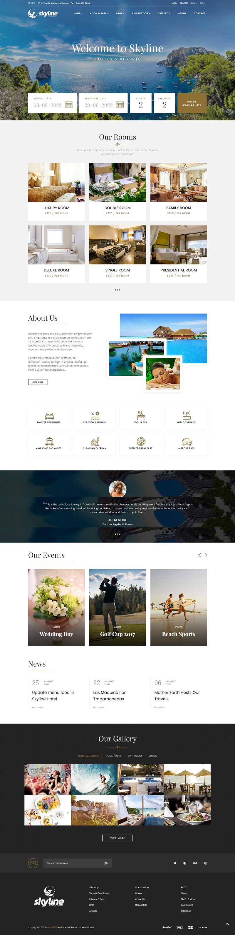 （自适应手机端）html5酒店假日住店html静态页面源码模板网站